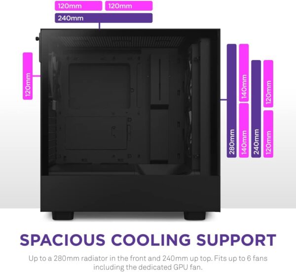 NZXT H Series H5 Flow RGB Edition ATX Mid Tower Chassis Black Color - Image 5