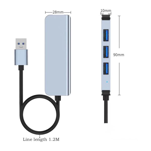 4-in-1 USB Hub Splitter Multi-Port USB 3.0 Adapter to USB3.0 * 4 Portable USB Extension with 1.2m Cable for Laptop Computer USB Peripherals - Image 5