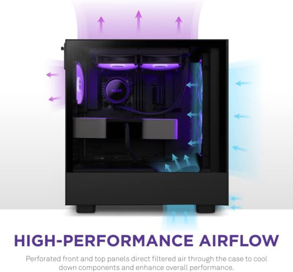 NZXT H Series H5 Flow RGB Edition ATX Mid Tower Chassis Black Color - Image 8