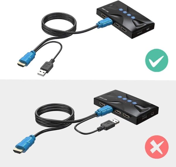 KVM Switch HDMI 4 port Boxes, 4K@30hz USB KVM HDMI Console for 4 Computers sharing Keyboard Mouse and HD Monitor with 4 pack -  2in1 KVM Cables + Desktop Selector Included - Image 7