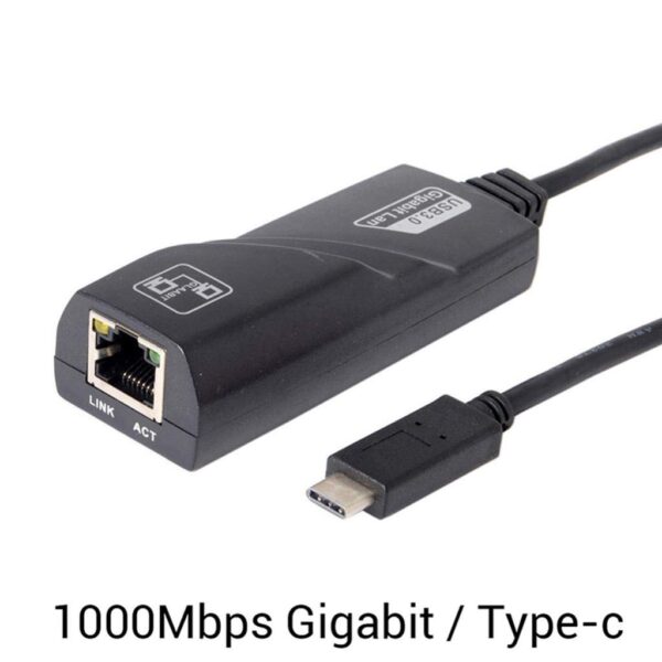 USB-C to Ethernet Adapter - USB 3.0 Type-C to Gigabit Ethernet (RJ45) Adapter - Up to 1000 Mbps, Compatible with Windows/Mac OS/Chrome OS, Black - Image 4
