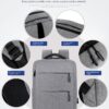 Laptop Backpack - for Tablets & Laptops up to 15.6" - Waterproof - Electronics Protection  - Scratchproof - Travel Friendly - Organized Compartments - USB Charge Port - Slim Casual Business Design - Heavy Duty - 42 x 12 x 30 cm - GREY - Image 6