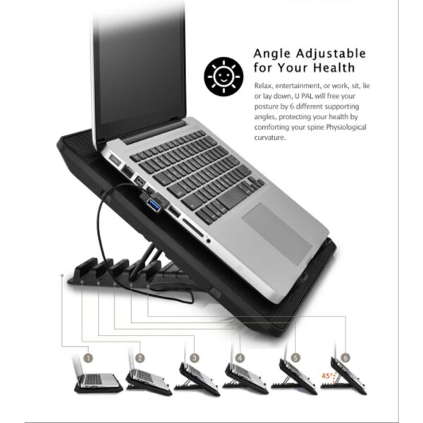 Deepcool U-PAL U Shape Design Laptop Cooler, Up to 15.6, Two 14cm fans, USB 3.0 Pass-through, Angel adjustable - Image 9