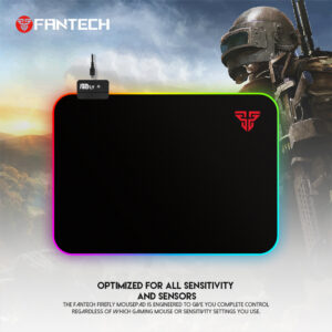 FANTECH MPR351s FIREFLY RGB Gaming Mouse Pad - Micro USB connection - Fine Precision Fabric Surface - 4 RGB EFFECTS & 7 COLOR PRESETS - Non-slip Rubber Base - 350mm x 250mm x 3mm - BLACK