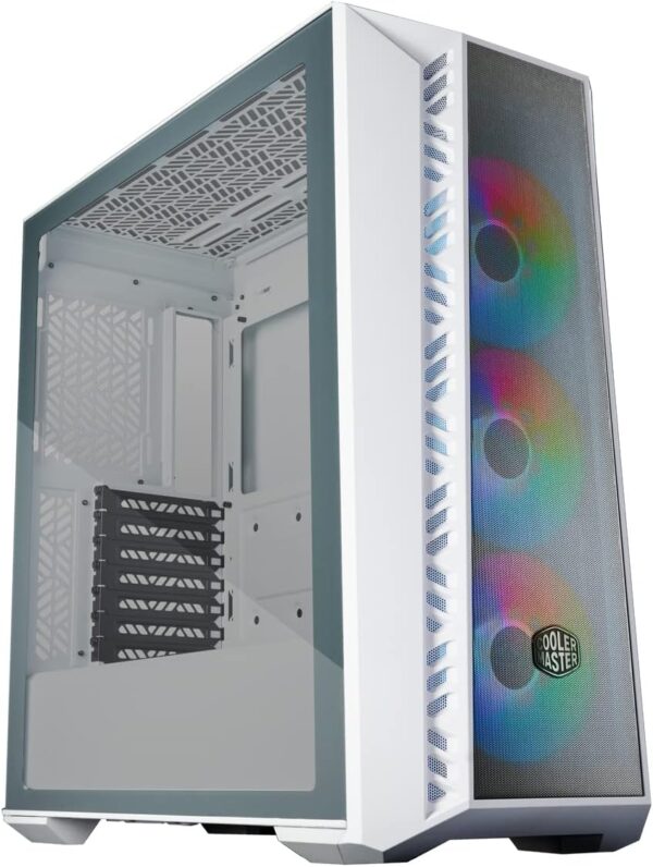 Cooler Master MasterBox 520 Mesh Airflow ATX Mid-Tower, Mesh Front Panel, Tempered Glass Panel, E-ATX up to 10.7”, Gen2 Type-C, Three CF120 120mm PWM Customizable ARGB Fan - White - Image 12