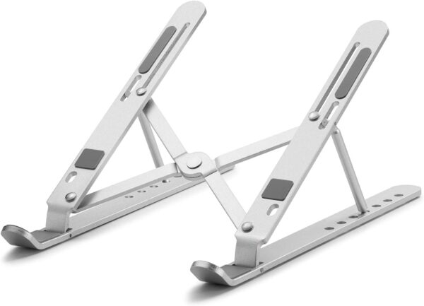 Ultra Compact Laptop Riser Stand | 6 Levels of Height Adjustable Portable Laptop Holder for Desk | Aluminum Foldable Laptop Riser, Compatible with  ALL Laptops up to 17.3 Inch Size | Silver - Image 11