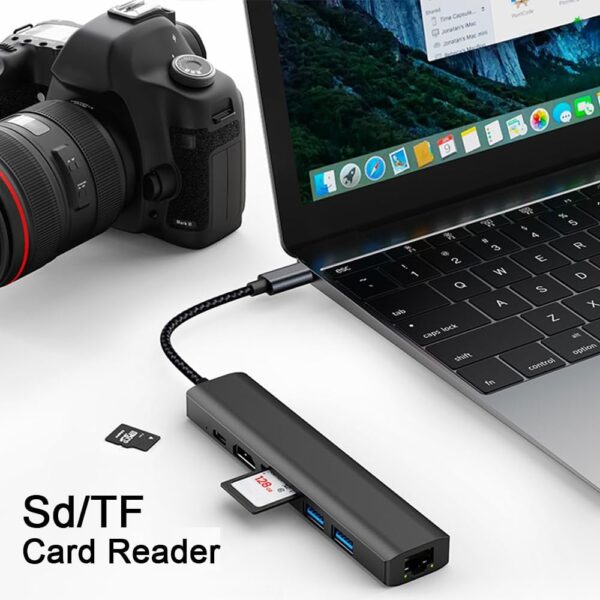7 in 1 Docking Station, USB C Hub with 3 USB 3.0 Port, 4K HDMI, 1Gbps RJ45 Ethernet, SD/TF Card Reader & 100W PD - Plug and Play, USB Adapter Ethernet for MacBook Pro/Air, Etc - Image 9