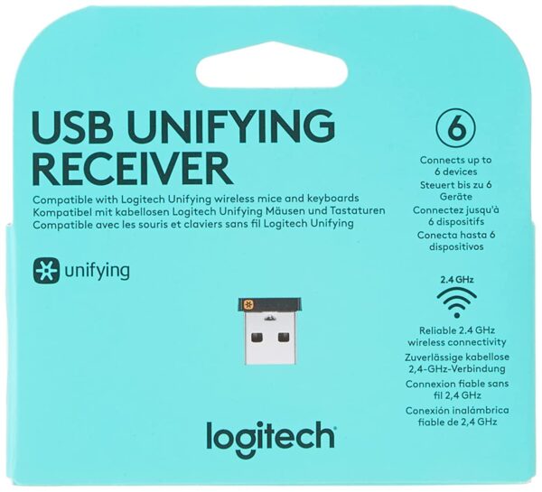 Logitech Unifying Receiver, 2.4 GHz Wireless Technology, USB Plug Compatible with all Logitech Unifying Devices like Wireless Mouse and Keyboard, PC / Mac / Laptop - Black - Image 8