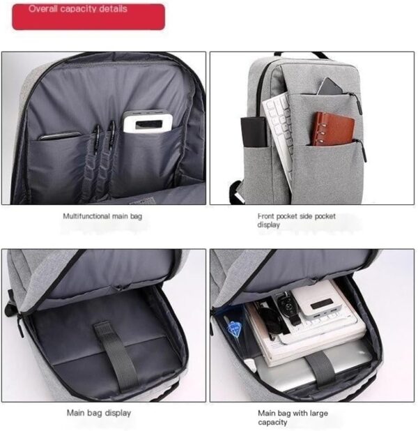 Laptop Backpack - for Tablets & Laptops up to 15.6" - Waterproof - Electronics Protection  - Scratchproof - Travel Friendly - Organized Compartments - USB Charge Port - Slim Casual Business Design - Heavy Duty - 42 x 12 x 30 cm - GREY - Image 5