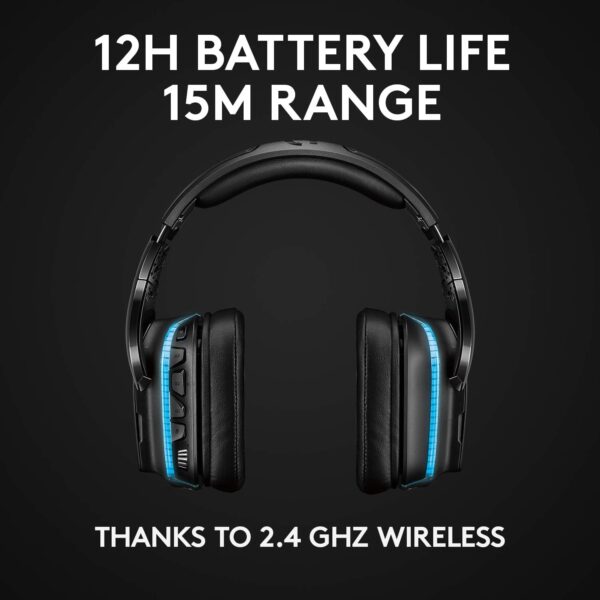 Logitech G935 Wireless RGB LIGHTSYNC Gaming Headset with Microphone, 3.5mm Audio Jack, Memory Foam Earpads, Lightweight, Compatible with PC, PlayStation, Xbox, Nintendo Switch – Black - OPEN BOX - Image 9