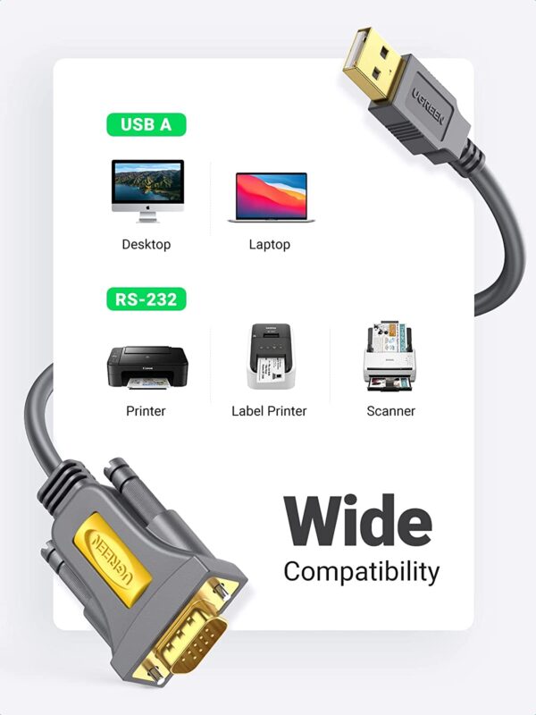 UGREEN USB to RS232 Adapter Serial Cable 2 Meters 20222 - Image 2