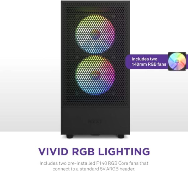 NZXT H Series H5 Flow RGB Edition ATX Mid Tower Chassis Black Color - Image 7