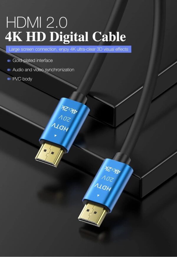 4K High Speed HDMI 2.0 Cable “Ultra”- HDMI 2.0 -Gold Plated-High Speed Data 18Gbps, 3D, 4K, HD 2160p - 10 Meters - Image 2