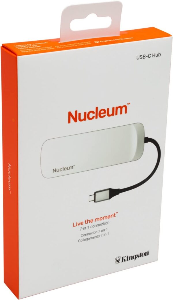 Kingston Nucleum USB C Hub, Type-C Adapter Connect USB 3.0, HDMI, SD/MicroSD , White - Image 2