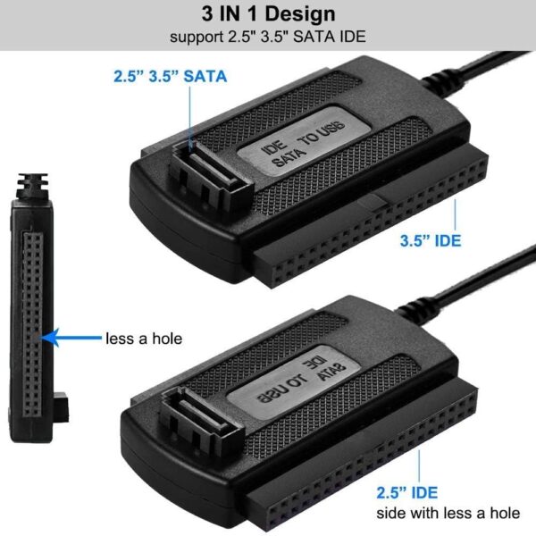 SATA/PATA/IDE Drive to USB 2.0 Adapter Converter Cable for 2.5/3.5 Inch Hard Drive/5 inch Optical Drive with External AC Power Adapter - Image 8