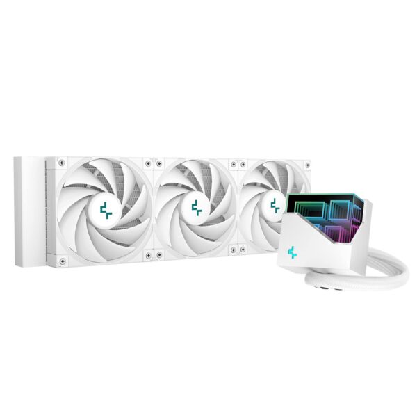 DeepCool CPU Liquid Cooler LT720 WH 360mm 4th Gen Dual-Chamber Pump 3100RPM , Infinity Mirror ARGB Block 300w TDP AIO for AMD AM4/AM5 LGA 1700/1200 WHITE