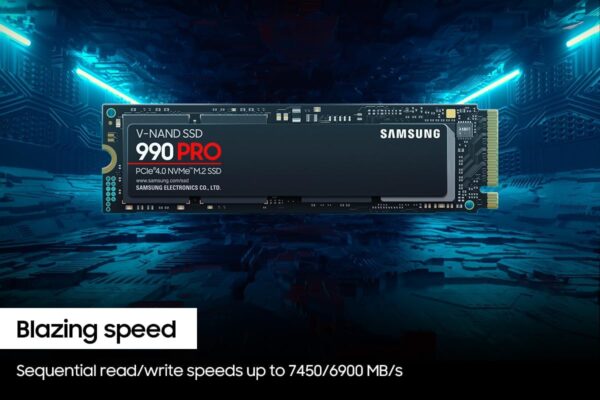 SAMSUNG 990 PRO SSD 4TB PCIe 4.0 NVMe M.2  Internal Solid State Hard Drive, Seq. Read Speeds Up to 7,450 MB/s for High End Computing & Gaming