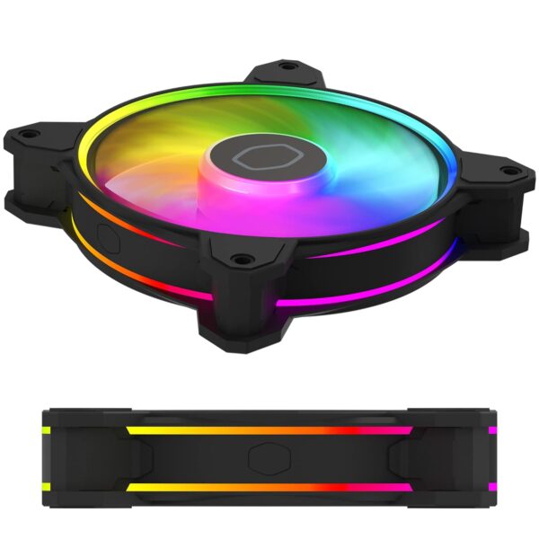 Cooler Master Master Fan MF120 Halo² 3in1 PC Case Air Cooler Fan, Dual Loop Gen 2 ARGB LEDs Rings, Dynamic PWM 120mm 2,050 RPM, Air Balance Blades, Hybrid Frame - Image 14