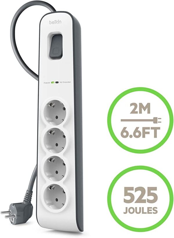 BELKIN  POWER STRIP -SURGE MASTER , 4 SOCKET- 2M