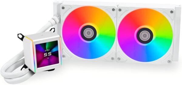 Lian Li Galahad II LCD 280 - AIO- Asetek 8th Gen - 2.88” IPS LCD screen liquid cooler- Pre-installed ARGB daisy-chainable fans or UNI FAN SL-INF fans - WHITE - Image 2