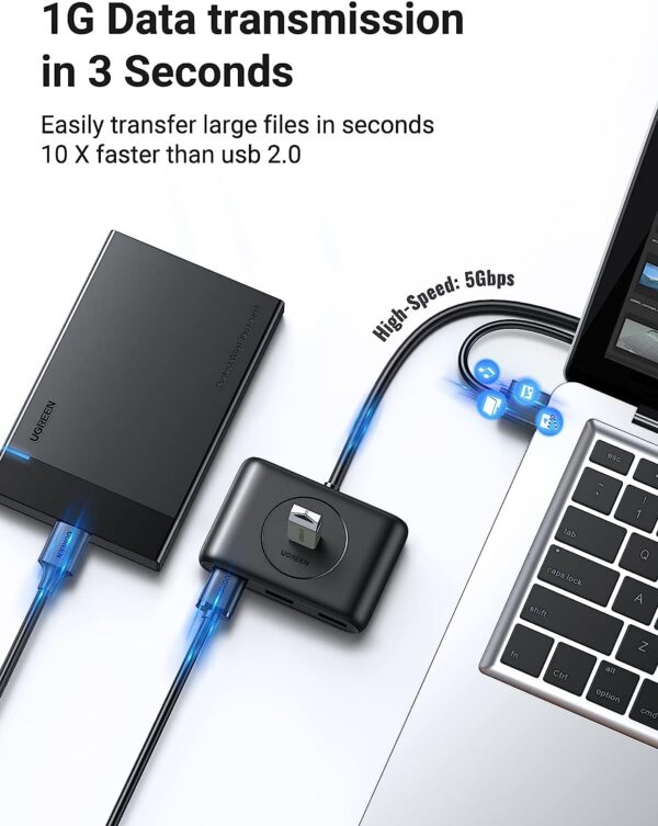 UGREEN USB Hub, 4-Port USB 3.0 Hub with1m Extension Cable, High-Speed Portable USB Splitter - UNIVERSAL COMPATIBLITY - Image 7