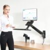 Sit Stand Workstation Wall Mount Height Adjustable Sit-Stand Converter for 22” -32” Screens with Keyboard Tray, VESA 75/100, Load Capacity from 3 – 9 kg - Image 2