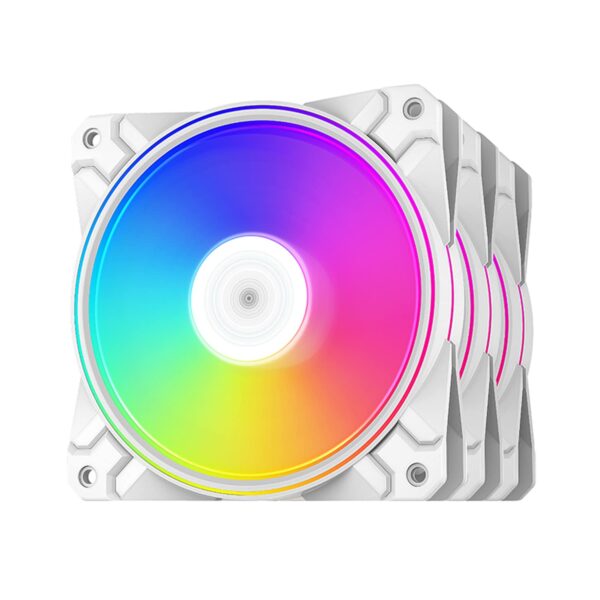 DEEPCOOL CF120 Plus 3 FANS x120mm PWM Fan , ARGB Dual Loop Lighting Zones, High Airflow and Low-Noise, 3-Pin (+5V-D-G) Addressable RGB LED Lighting - WHITE - Image 17