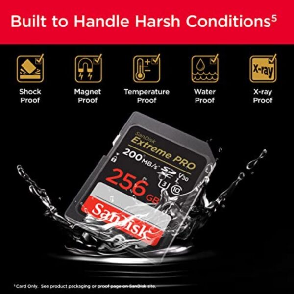 SanDisk 256GB Extreme PRO SDXC UHS-I Memory Card - C10, U3, V30, 4K UHD, SD Card - SDSDXXD-256G-GN4IN, Dark gray/Black - Image 2