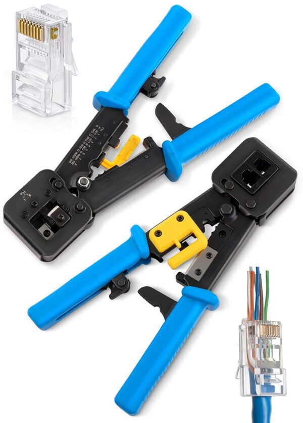RJ45 Crimping Tool for Pass Through Connector RJ11 & RJ45 Plugs Networking Cat6