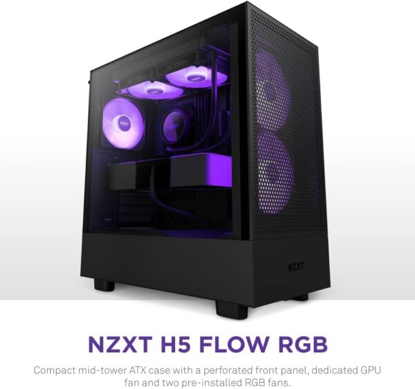 NZXT H Series H5 Flow RGB Edition ATX Mid Tower Chassis Black Color - Image 9