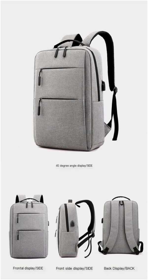 Laptop Backpack - for Tablets & Laptops up to 15.6" - Waterproof - Electronics Protection  - Scratchproof - Travel Friendly - Organized Compartments - USB Charge Port - Slim Casual Business Design - Heavy Duty - 42 x 12 x 30 cm - GREY - Image 7