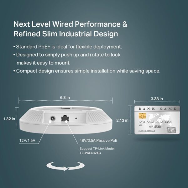 TP-Link EAP610 Ultra-Slim Wireless Access Point for Business | Omada True Wi-Fi 6 AX1800 | DC Adapter Included | Mesh, Seamless Roaming, WPA3, MU-MIMO | Remote & App Control | PoE+ Powered - Image 8