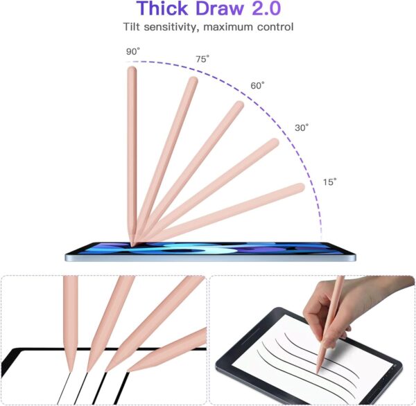 STYLUS iPad Pencil 2nd Generation with Magnetic Wireless Charging, Smart Pen Compatible with iPad Pro 11 , iPad Pro 12.9, iPad Air, iPad Mini 6 - Pink - Image 2