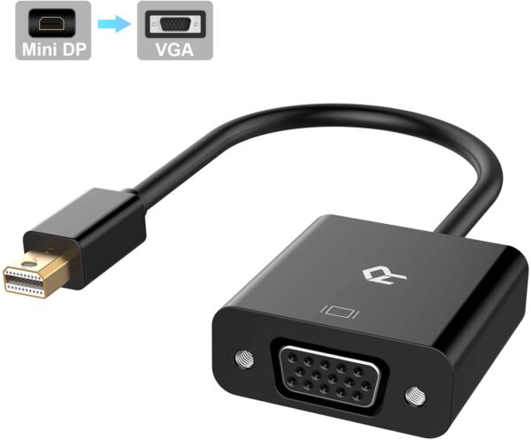 Mini DisplayPort (Mini DP) to VGA Adapter, Thunderbolt Port Compatible Converter