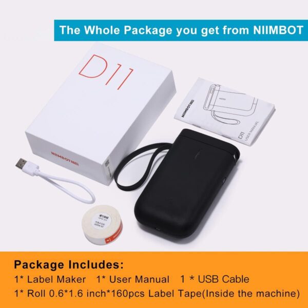 NIIMBOT D11 Label Maker Black with Tape - Image 6