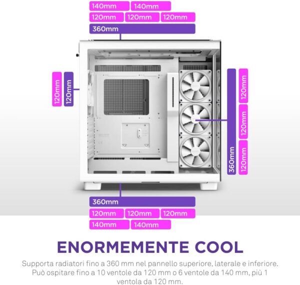 NZXT H9 Elite Edition ATX Mid Tower Chassis All White color (CM-H91EW-01) - Image 10