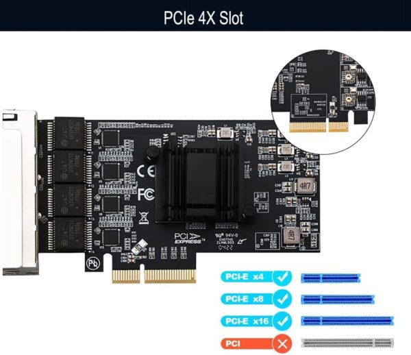 Quad-Port 2.5GBase-T PCIe Network Adapter RTL8125B 2500/1000/100Mbps PCI Express Gigabit Ethernet Card RJ45 LAN Controller Support PXE for Windows/Linux/MAC with Low Profile - Image 5