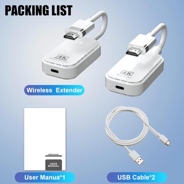 Wireless HDMI Transmitter and Receiver 4K, HDMI Wireless Extender Kit 60 meter 5GHz Plug & Play, Transfer Video Audio from Laptop, Home Theater, PC to Monitor, Projector , Compatible with window , Android , IOs , & MAC - Image 6