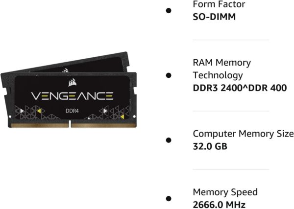 RAM CORSAIR VENGEANCE Performance NOTEBOOK 2666MHz 32GB CL18 SODIMM - Image 5