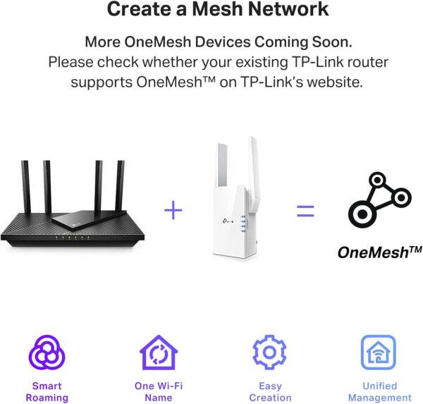 TP-Link AX1800 WiFi 6 Extender(RE605X)-Internet Booster, Covers up to 1500 sq.ft and 30 Devices,Dual Band Repeater up to 1.8Gbps Speed, AP Mode, Gigabit Port - Image 7