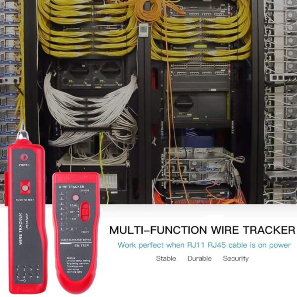 AR-868 Wire Tracker Kit , Cable Break Point Tester for Network Cable (RJ45), Ethernet LAN, Telephone Line (RJ11) with 2X 9V Batteries , Crocodile Clamp , RJ11 Cable , RJ45 Cable, Earphone , Cable Receiver , Cable Emitter - Image 3