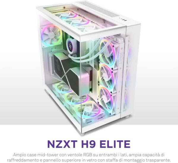 NZXT H9 Elite Edition ATX Mid Tower Chassis All White color (CM-H91EW-01) - Image 7