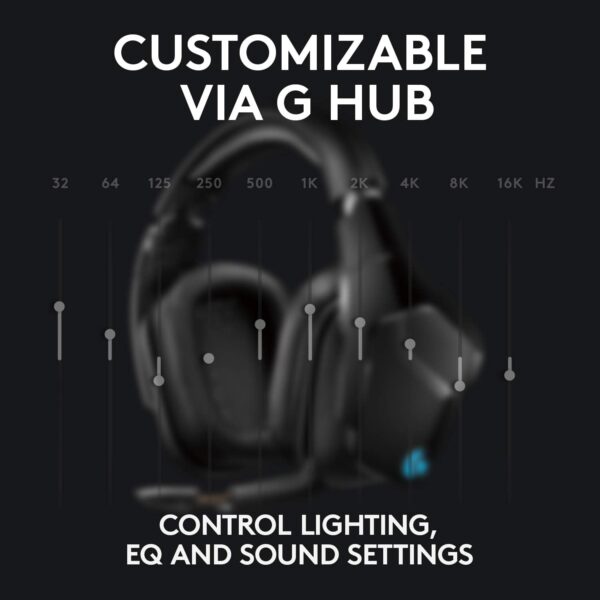 Logitech G935 Wireless RGB LIGHTSYNC Gaming Headset with Microphone, 3.5mm Audio Jack, Memory Foam Earpads, Lightweight, Compatible with PC, PlayStation, Xbox, Nintendo Switch – Black - OPEN BOX - Image 6
