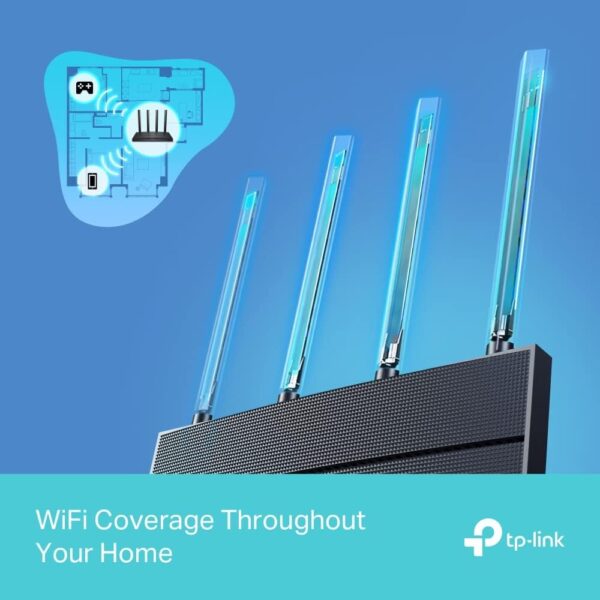 TP-Link AX1500 Dual-Band Gigabit Wi-Fi 6 Router, Gigabit Ports, up to 1.5 Gbps, WPA3 Security, Boosted Coverage, Gaming & Streaming, Smart Home (Archer AX12) - Image 2
