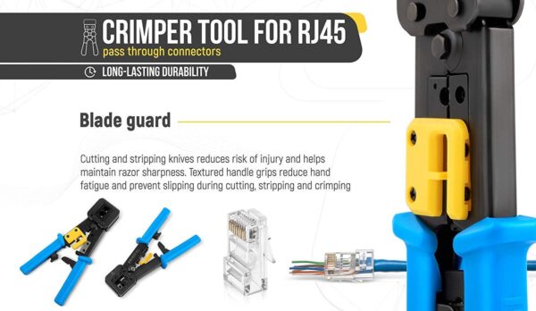 RJ45 Crimping Tool for Pass Through Connector RJ11 & RJ45 Plugs Networking Cat6 - Image 6