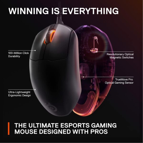 SteelSeries Esports FPS Gaming Mouse – Ultra Lightweight 69g – Prime Edition – 5 Programmable Buttons – 18K CPI TrueMove Pro Sensor – Magnetic Optical Switches – Customization - RGB Lighting – PC/Mac | OPEN BOX - Image 8