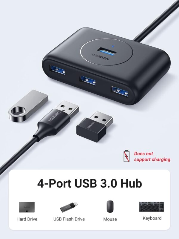 UGREEN USB Hub, 4-Port USB 3.0 Hub with1m Extension Cable, High-Speed Portable USB Splitter - UNIVERSAL COMPATIBLITY