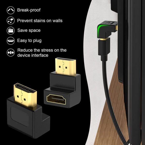 HDMI Adapter 90 Degree 4K Male to Female - Right Angle L-Type HDTV Connector Converter -  for PS4 HDTV HDMI Plasma TV And LED - Image 2