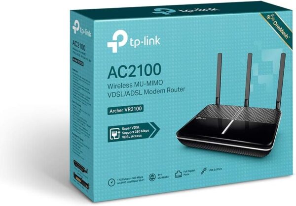 TP-Link AC2100 Wireless MU-MIMO VDSL/ADSL Modem Router, Dual-Band, Wi-Fi Speed Up To 2.1 Gbps, OneMeshTM, Versatile Connectivity, 4 x Gigabit Ports +1x 3.0 USB Port, Easy setup (Archer VR2100) - Image 13