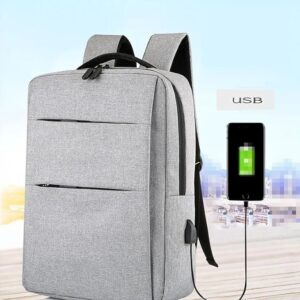 Laptop Backpack - for Tablets & Laptops up to 15.6" - Waterproof - Electronics Protection  - Scratchproof - Travel Friendly - Organized Compartments - USB Charge Port - Slim Casual Business Design - Heavy Duty - 42 x 12 x 30 cm - GREY